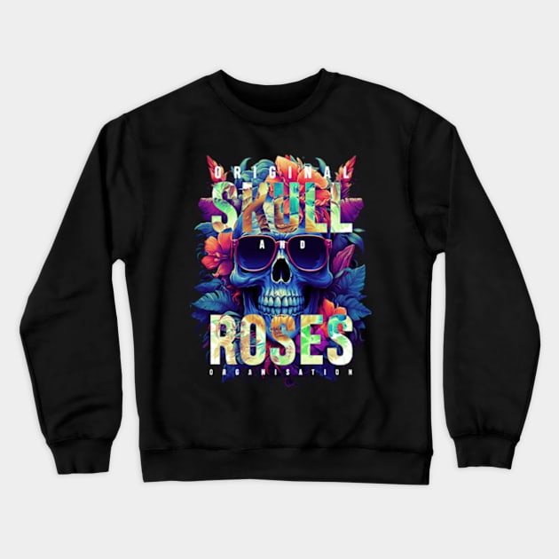 Skull and Roses Crewneck Sweatshirt by SAN ART STUDIO 